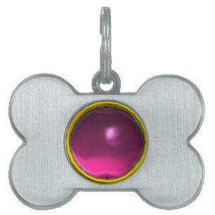 MÉDAILLONS POUR ANIMAUX DOMESTIQUES PIERRE GEMME AMÉTHYSTE FUCHSIA ROSE