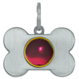 MÉDAILLONS POUR ANIMAUX DOMESTIQUES PIERRE ROUGE BURGUNDY RUBY GEM