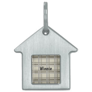 Médaillons Pour Animaux Domestiques Plaid gris et crème