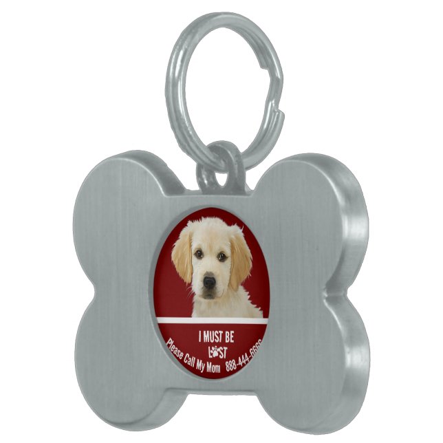 Médaillons Pour Animaux Domestiques Plaque d'identification en forme d'os de chien per (Devant droit)