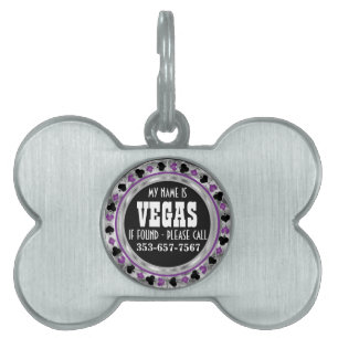 Médaillons Pour Animaux Domestiques Poker Chip Purple Design   PERSONNALISER