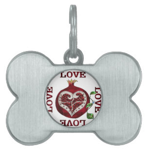 Médaillons Pour Animaux Domestiques Pomegranate Heart LOVE Valentine