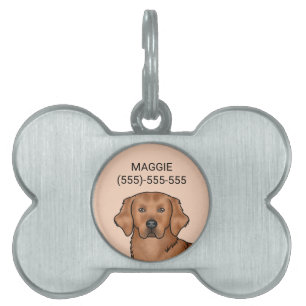 Médaillons Pour Animaux Domestiques Portrait de chien de dessin animé Retriever doré r