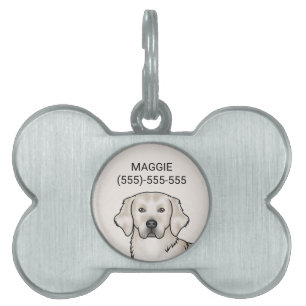 Médaillons Pour Animaux Domestiques Portrait de Chien Golden Retriever Crème Anglais