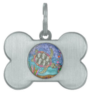 Médaillons Pour Animaux Domestiques Psychédélic Sea Turtle Seahorse