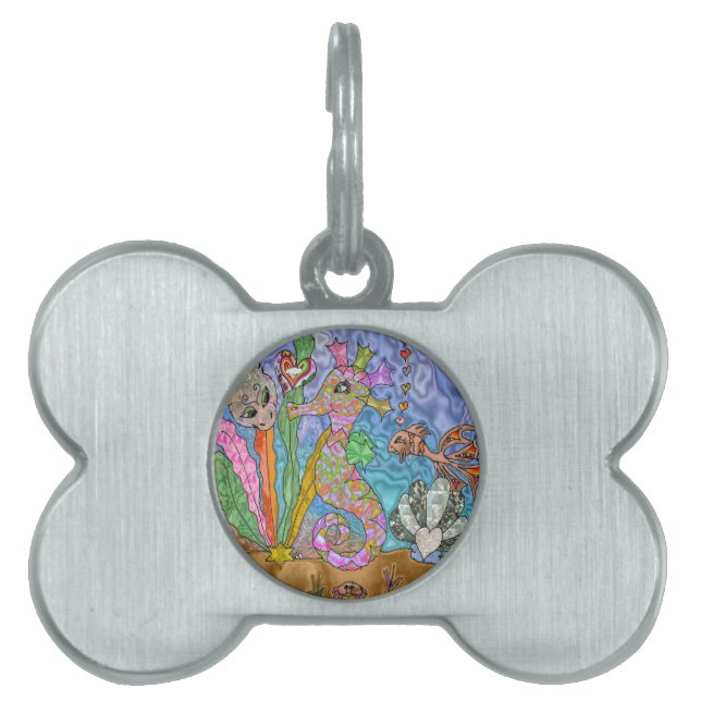 Médaillons Pour Animaux Domestiques Psychedelic Seahorse Sea Turtle Art (Devant)