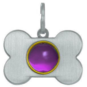 MÉDAILLONS POUR ANIMAUX DOMESTIQUES PURPLE AMÉTHYST GEM STONE