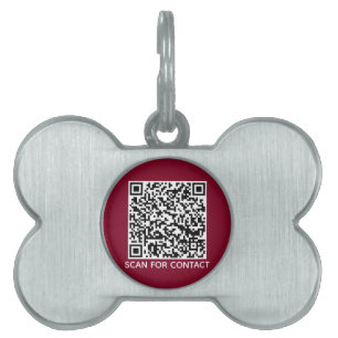 Médaillons Pour Animaux Domestiques QR Code Bourgogne scannable sans contact info chie