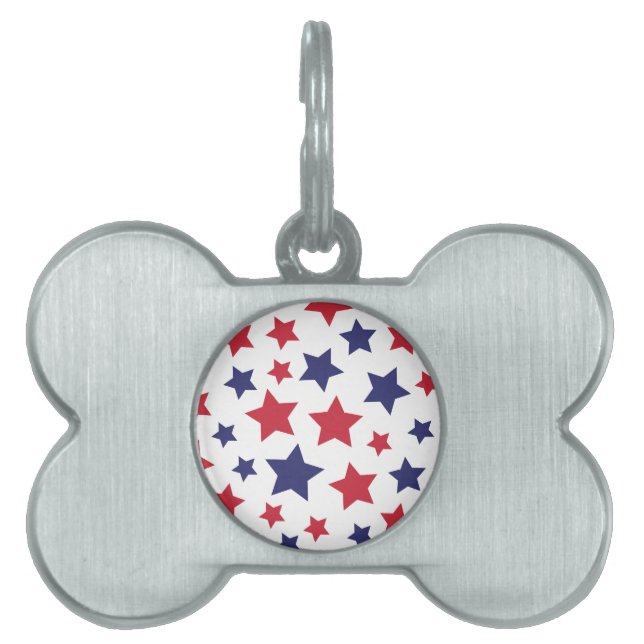 Médaillons Pour Animaux Domestiques Red and Blue Stars, 4th of July, White Background (Devant)