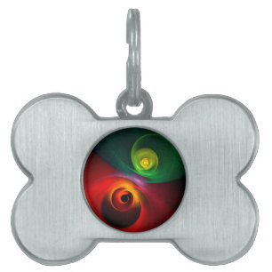 Médaillons Pour Animaux Domestiques Red Green Yin Yang Moderne Motif d'art Abstrait #2