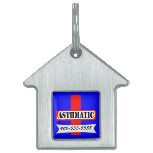 Médaillons Pour Animaux Domestiques Red Medic Alert Asthmatic Nom de l'animal Modèle A