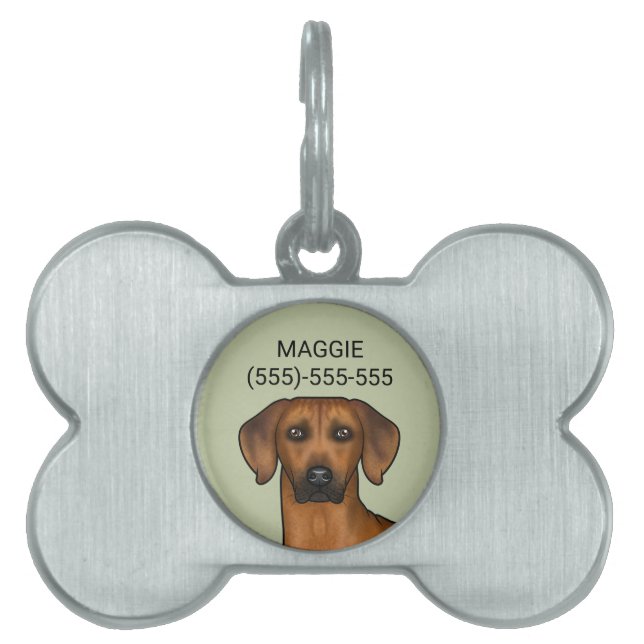 Médaillons Pour Animaux Domestiques Rhodesian Ridgeback Brown Africain Lion Chien Head (Devant)