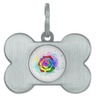 Médaillons Pour Animaux Domestiques Rose arc-en-ciel coloré