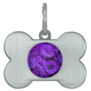 Médaillons Pour Animaux Domestiques roses violet romantique, joli bouquet de rose