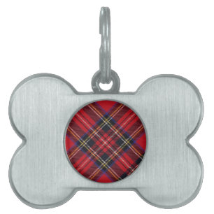 Médaillons Pour Animaux Domestiques Royal Stewart tartan rouge noir plaid