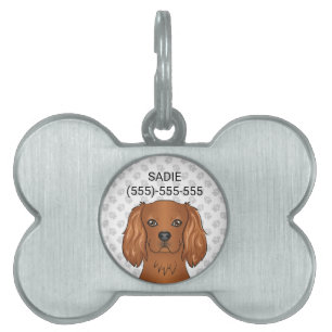 Médaillons Pour Animaux Domestiques Ruby Cavalier King Charles Spaniel & Texte