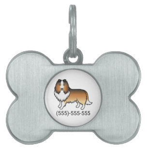 Médaillons Pour Animaux Domestiques Sable Shetland Sheepdog Chien & Numéro de Téléphon