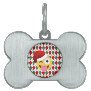 Médaillons Pour Animaux Domestiques santa claus wink emoji