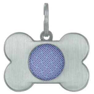 Médaillons Pour Animaux Domestiques Sayagata motif, japonais, violet et bleu