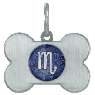 Médaillons Pour Animaux Domestiques Scorpio Zodiac Symbole de Navy Blue Camo