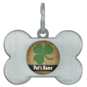 Médaillons Pour Animaux Domestiques Shamrock avec de l'or vintage