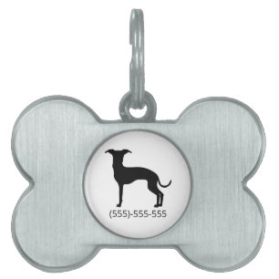 Médaillons Pour Animaux Domestiques Silhouette de lévrier italien noir (ou de votre co
