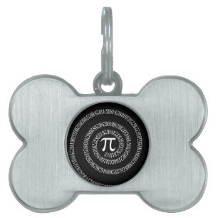 Médaillons Pour Animaux Domestiques Spirale pour la typographie de Pi sur Noir