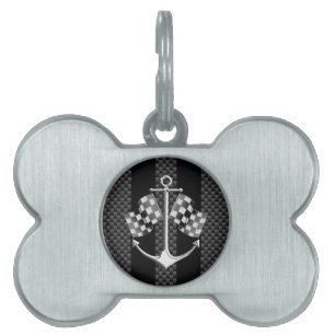 Médaillons Pour Animaux Domestiques Styles Chrome en fibre de carbone marine de course