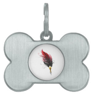 Médaillons Pour Animaux Domestiques Stylo rouge en plumes avec nib or
