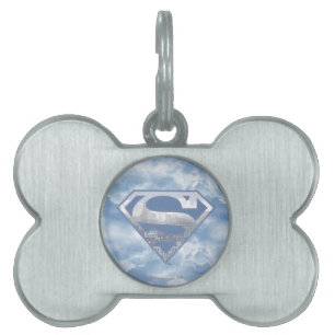 Médaillons Pour Animaux Domestiques Superman S-Shield Logo de la ville bleu clair
