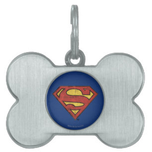 Médaillons Pour Animaux Domestiques Superman S-Shield Logo Grunge Black Outline