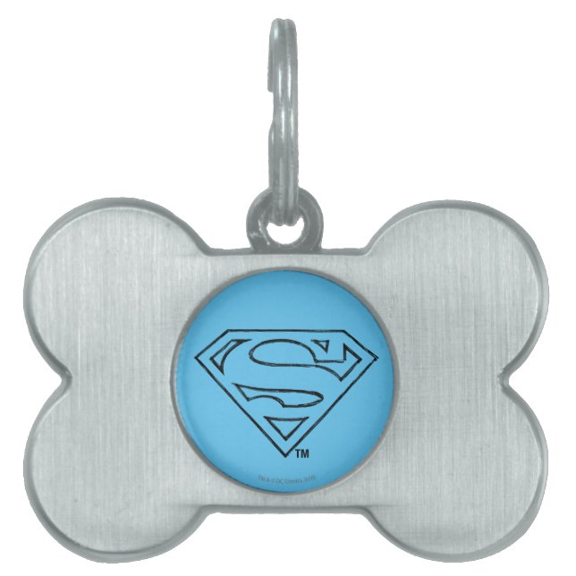 Médaillons Pour Animaux Domestiques Superman S-Shield | Logo Simple Black Outline (Devant)