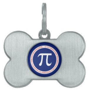 Médaillons Pour Animaux Domestiques Symbole de pi en cercle sur le bleu marine