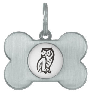 Médaillons Pour Animaux Domestiques Symbole hibou noir