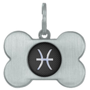 Médaillons Pour Animaux Domestiques Symbole zodiaque Pisces sur le décor de peau de se