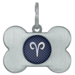 Médaillons Pour Animaux Domestiques SYMBOLE Zodiaque Silver Aries Style carbone de la