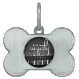 Médaillons Pour Animaux Domestiques Tag Dallas Bridge View Grayscale Pet ID