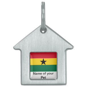 Médaillons Pour Animaux Domestiques Tag d'animal de compagnie avec le drapeau du Ghana