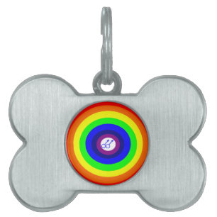 Médaillons Pour Animaux Domestiques Tag de l'animal de compagnie gay Men Round Rainbow