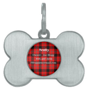 Médaillons Pour Animaux Domestiques Tartan Rouge à Carreaux