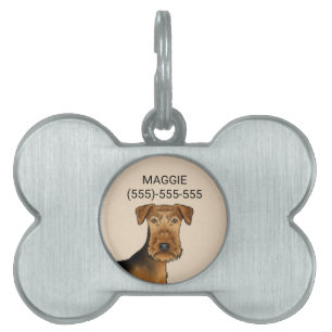 Médaillons Pour Animaux Domestiques Tête de chien de dessin animé mignon Airedale Terr