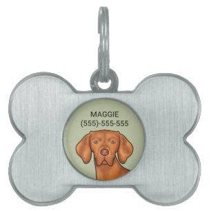 Médaillons Pour Animaux Domestiques Tête de chien de race Magyar Vizsla de dessin anim