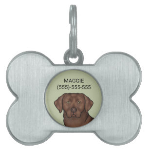 Médaillons Pour Animaux Domestiques Tête de chien Labrador Retriever au chocolat Art m