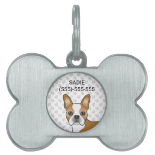 Médaillons Pour Animaux Domestiques Tête et pattes de Boston Terrier de dessin animé f