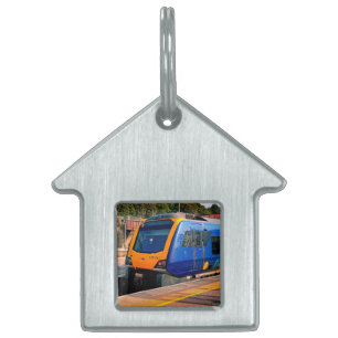 Médaillons Pour Animaux Domestiques Train bleu et jaune
