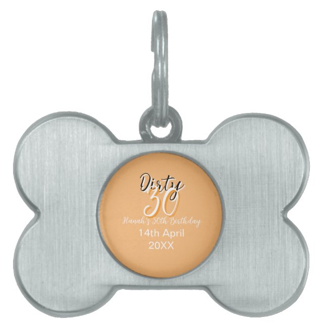 Médaillons Pour Animaux Domestiques Triste trente orange blanc simple rétro annonce d' (Devant)
