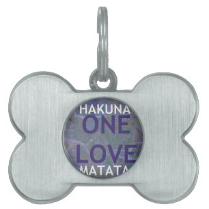 Médaillons Pour Animaux Domestiques Un Amour Hakuna Matata Swahili Bleu Gris Abstrait