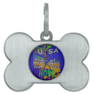 Médaillons Pour Animaux Domestiques United USA Hope Stronge Together