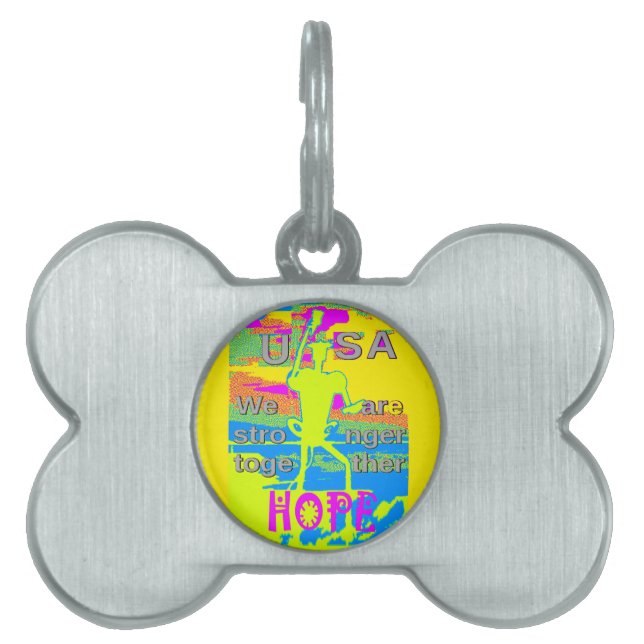 Médaillons Pour Animaux Domestiques USA Unity Design : Espoir et force (Devant)