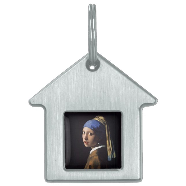 Médaillons Pour Animaux Domestiques Vermeer Girl Pearl Élevant Masterpiece Peinture (Devant)